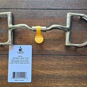 Silver Equestrian Bit with Curved Mouthpiece and D-Rings 4.75"